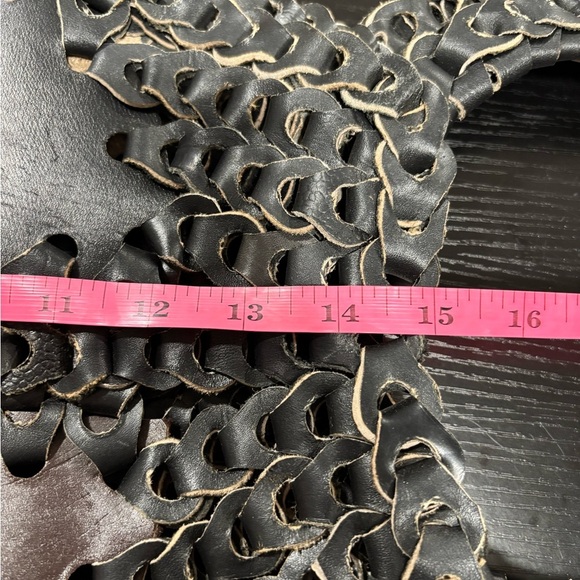 Leather Double big Woven 60s Vintage boho rustic handbag tote - Picture 10 of 12